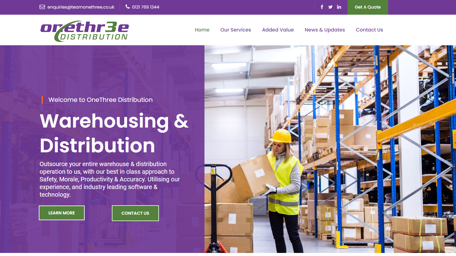 Website Design for Construction and Warehousing brand